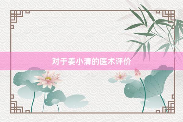 对于姜小清的医术评价